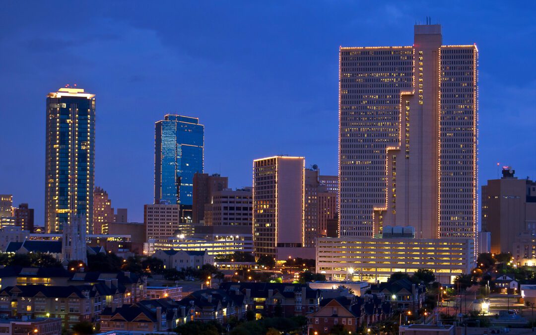 Cityscape of Fort Worth Texas at Night